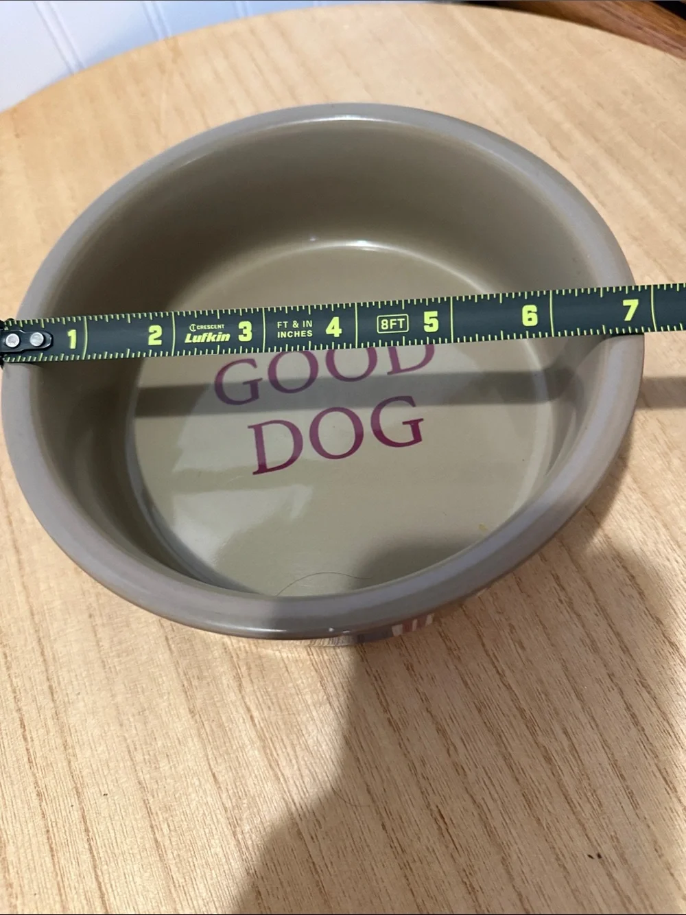 Source Unknown Taupe Ceramic Pet Bowl with Maroon 'GOOD DOG' Print